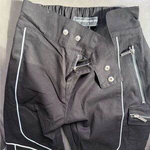 Maniere De Voir Black Track Joggers with White Piping